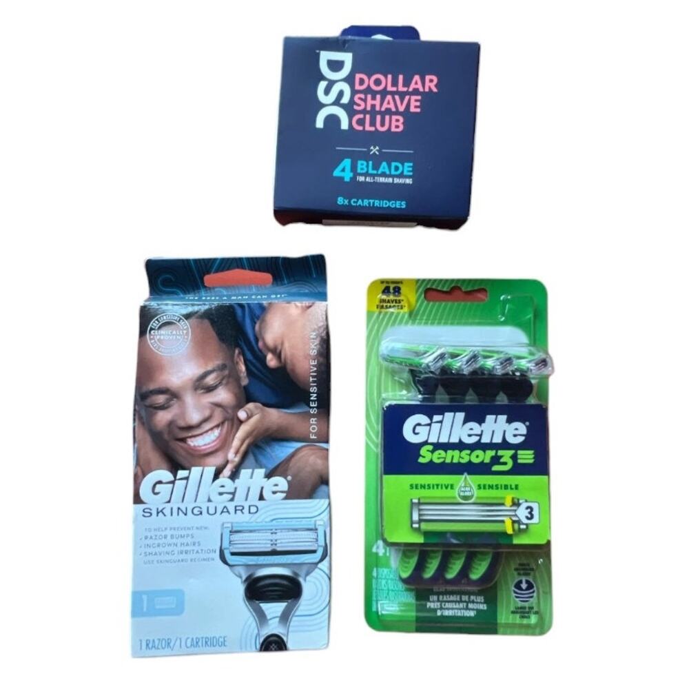 Lot 3 Gillette Skinguard/Sensor2/Dollar Shave 4 Blade